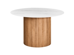 Mesa de comedor Beliani Albina de piedra sinterizada blanca (120 x 120 x 75 cm)