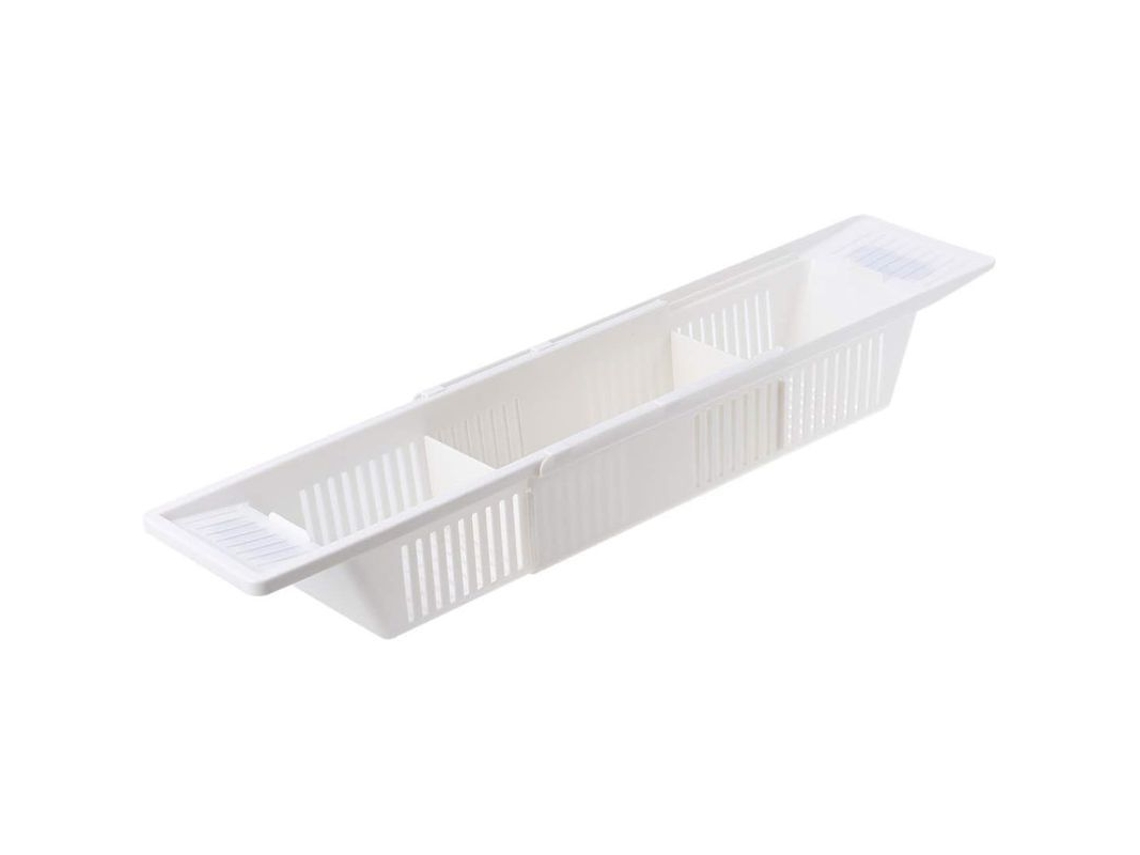 Organizador De Juguetes De Baño Para Bebés Con Diseño Retráctil En Plástico Pp Blanco, 86x14x10cm