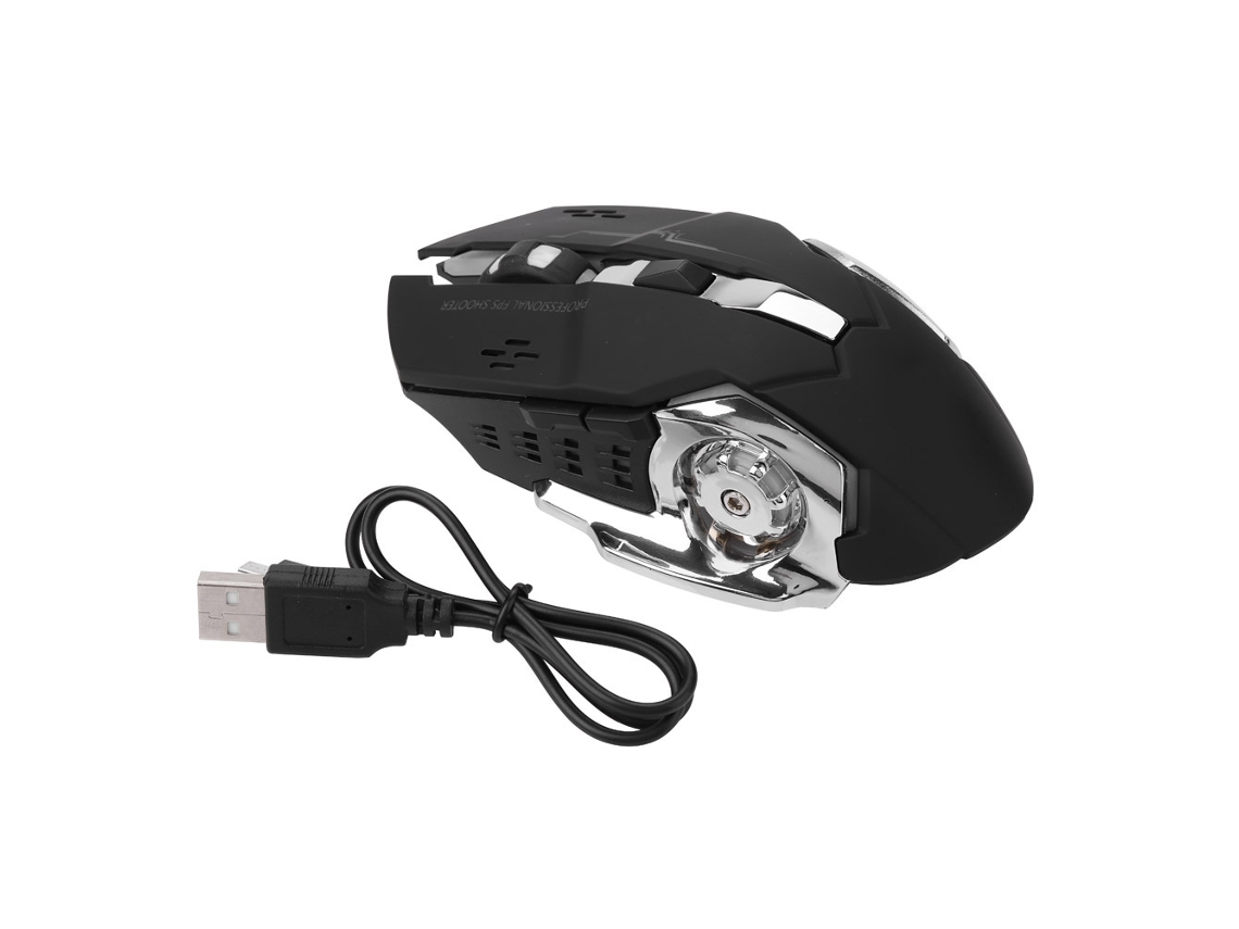 Rato Sem Fio Gamer Óptico Recarregável 2400dpi Mudo Usb 2.4ghz Para Pc Laptop Preto