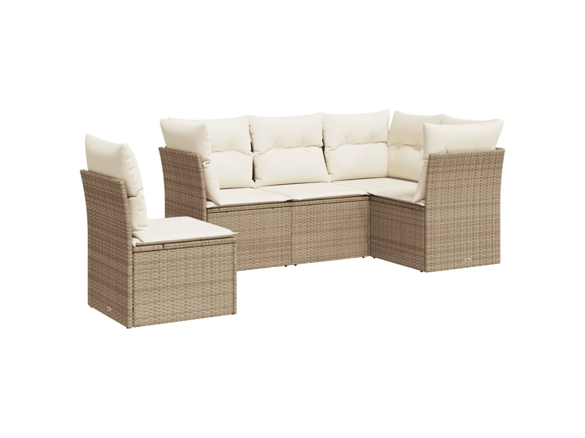 Maison Exclusive - Juego De Sofás Jardín Con Cojines 5 Pzas Ratán Sintético Beige