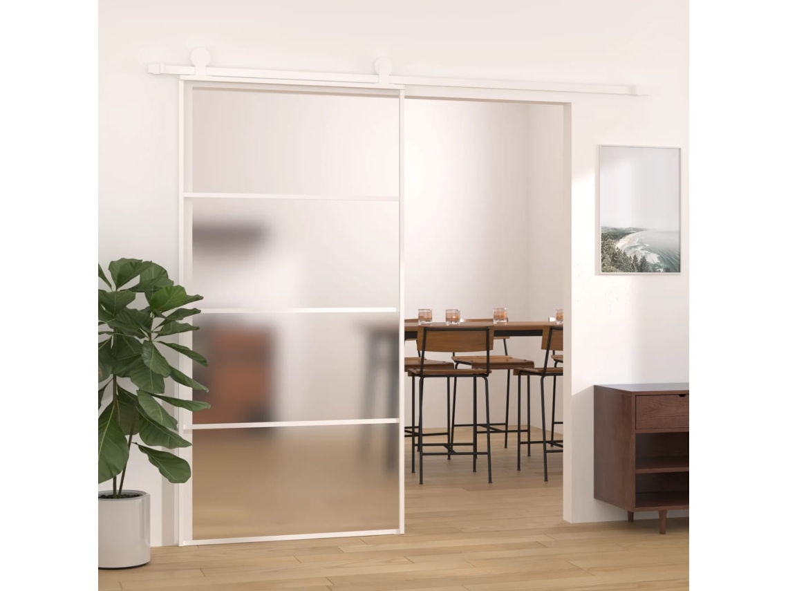 Puerta Corredera Esg Vidrio Y Aluminio Blanca 102,5x205 Cm
