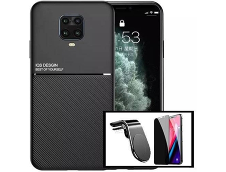 Kit Funda Magnetic Lux, Anti-Spy 5D Full Cover y Soporte Magnético L Safe Driving Xiaomi Redmi Note 10 Lite PHONECARE Negro