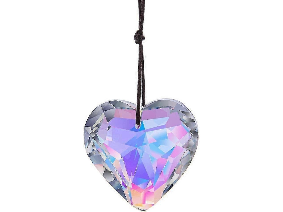 Un par de colgantes de cristal en forma de corazón: hermosos adornos de cristal arcoíris para ventanas y decoración del hogar.