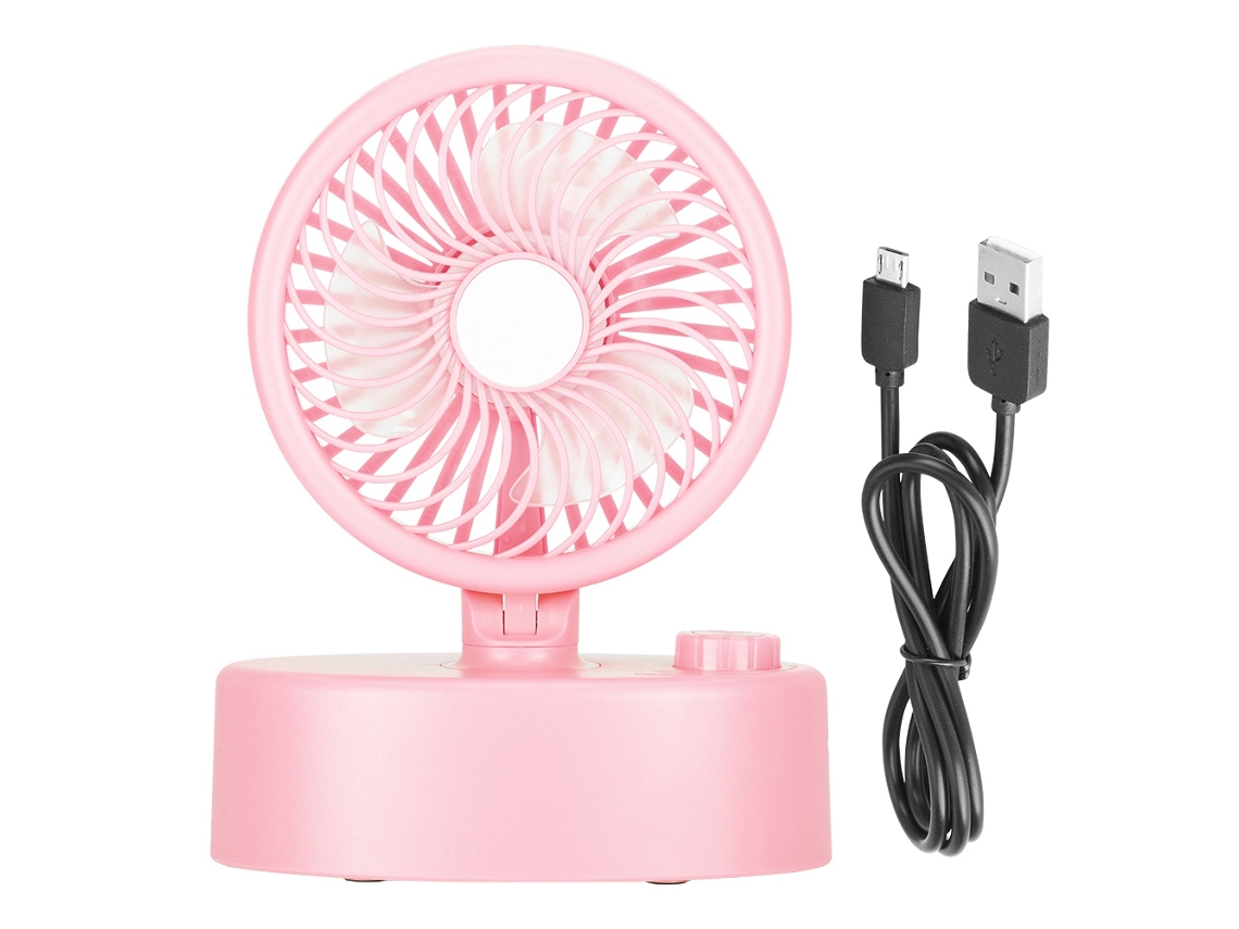Ventilador Giratorio Oscilante De Viento Fuerte Con Carga Usb, Enfriador Con Ajuste Continuo Y Luz Rosa
