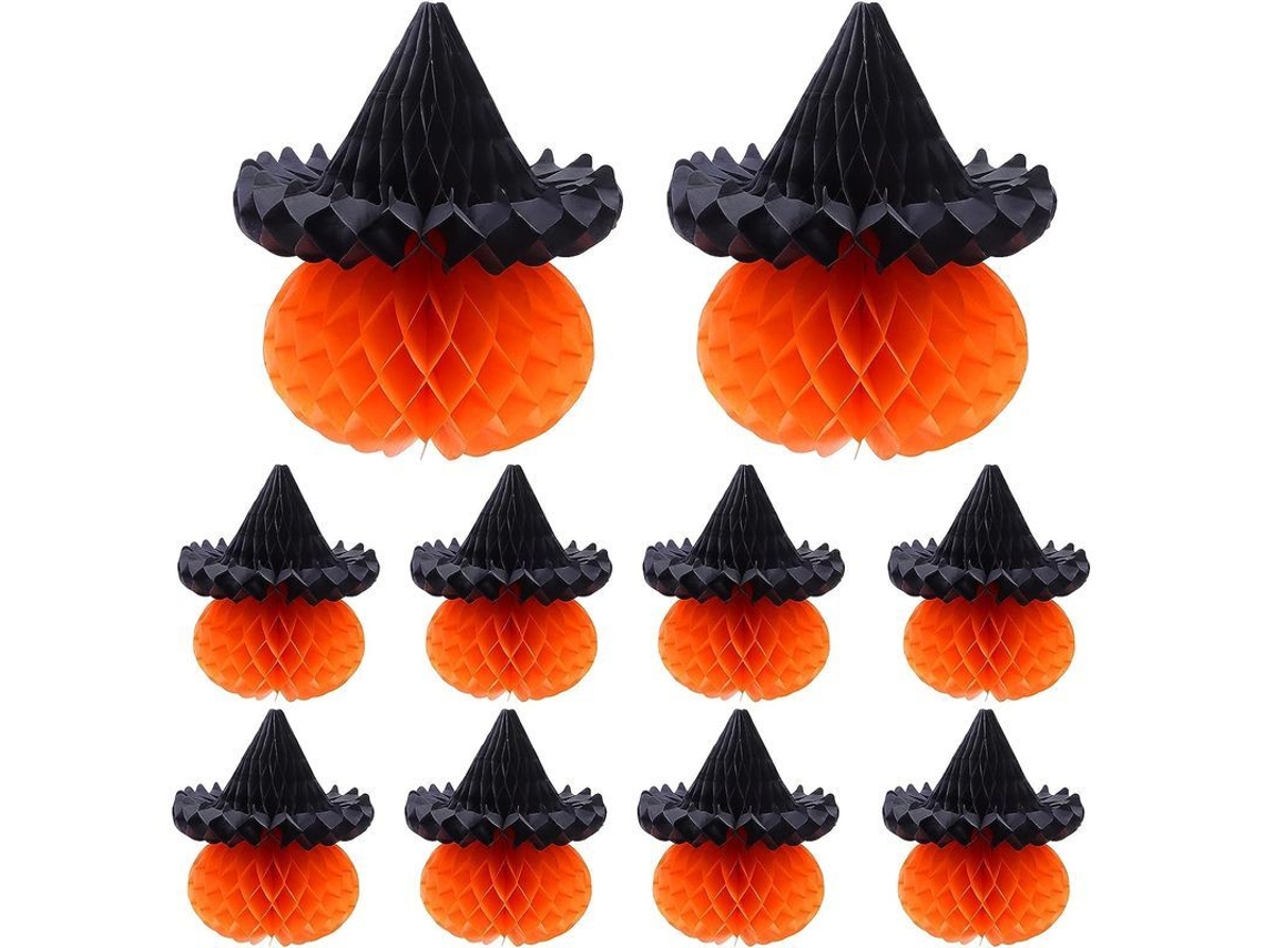 2026-10 Decoraciones De Calabaza En Honeycomb Para Fiesta De Halloween Y Niños