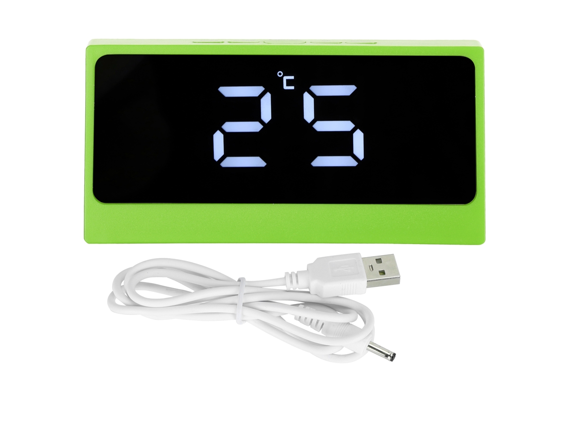 Reloj Despertador Digital Led Inteligente Con Espejo De Maquillaje, Pantalla Grande Y Luz Verde Suave.