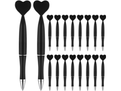 Paquete De 24 Bolígrafos De Plástico Negro Con Diseño De Corazón, Mecanismo Giratorio, Punta De 1 Mm Y Tinta Fluida.