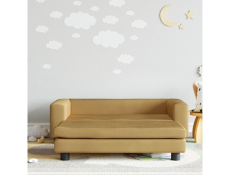 Sofá para niños con reposapiés terciopelo marrón 100x50x30 cm VIDAXL