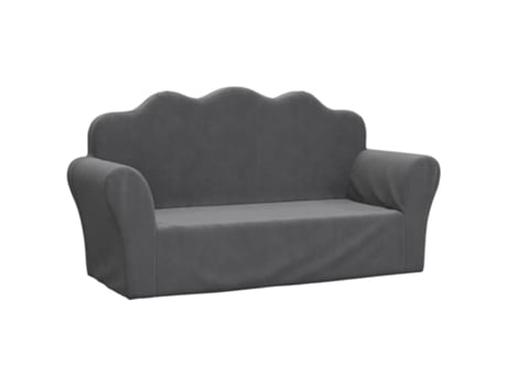 Sofá para niños de 2 plazas felpa suave VIDAXL gris antracita