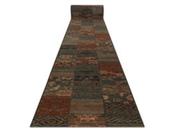 Alfombra De Pasillo Lana Kashqai 4327/400 Oriental, Patchwork Verde 67cm