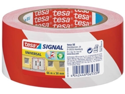 Cinta de Señalización Adhesiva TESA Universal Blanco/Rojo (66 m x 50 mm)