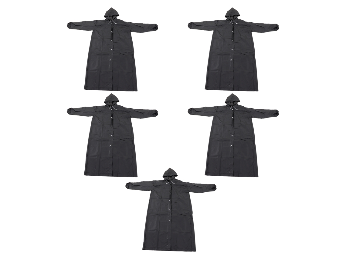 Traje Impermeable De Eva Con Capucha De 5 Piezas, De Secado Rápido, Reutilizable, Traje De Viaje Para Adultos, Color Negro.