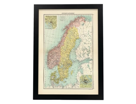 NACNIC Pósters Geográficos En Estilo Vintage Mapa De La Península Escandinava Ilustraciones De Antiguos Mapamundis En Tonos Sepia Tamaño A4, Sin Ma...