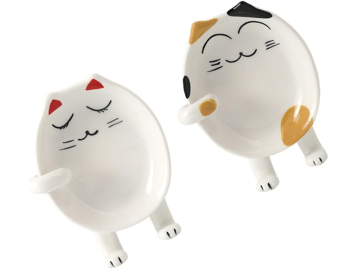 Cuchara de cerámica con forma de gato para utensilios de cocina, duradera y Gokoco (2 piezas)