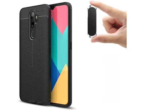 Carcasa y Soporte Oppo A9 2020 Rugged Leather Negro