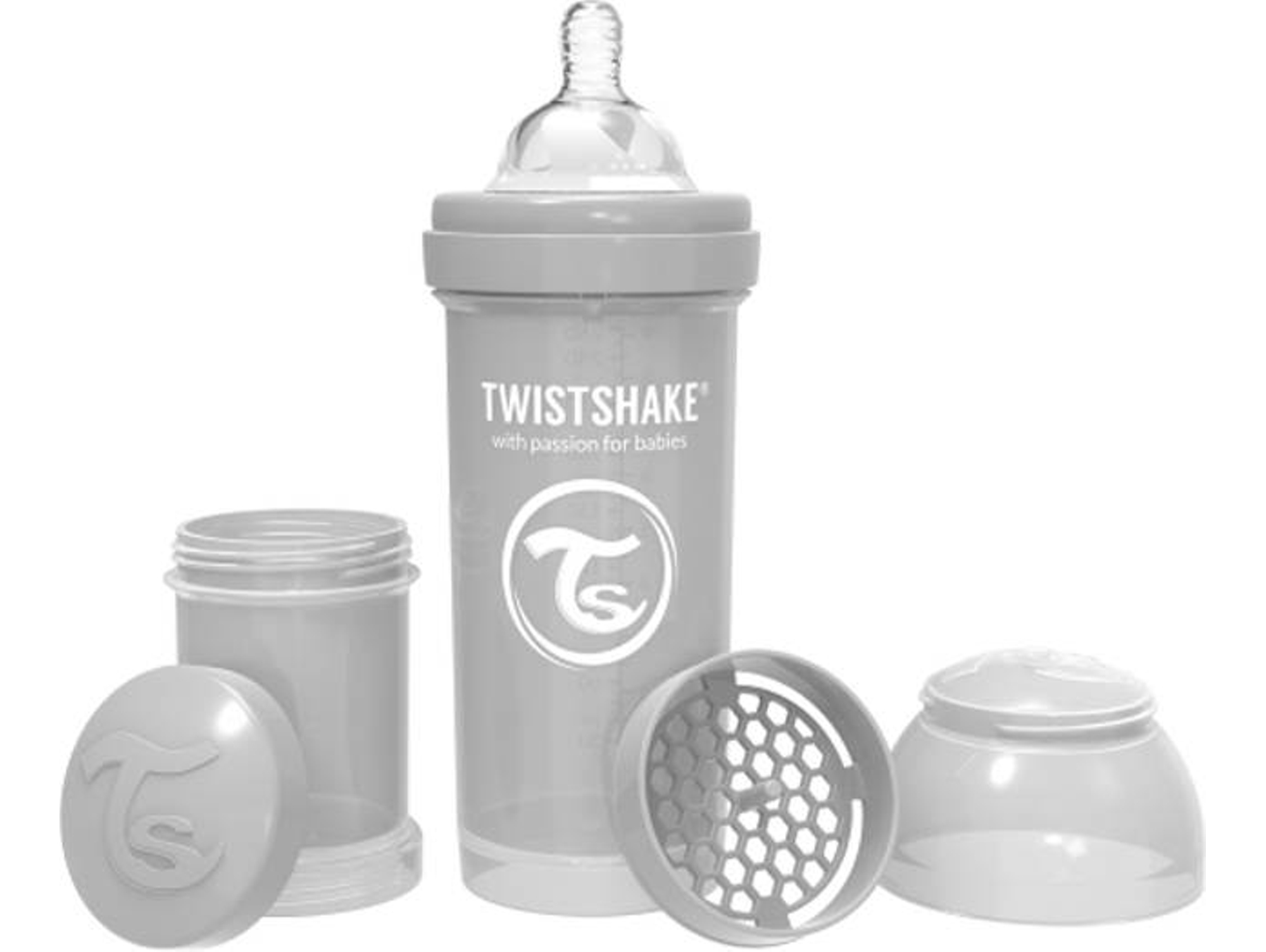 Biberón TWISTSHAKE Gris Pastel (260ml)