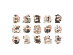 30 Pegatinas De Scrapbook Con Tema Café, Pegatinas Autoadhesivas Para Diy, Scrapbooking Y Álbumes De Fotos, Patrones Ricos