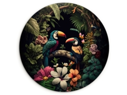 El Cuadro Pájaro - Flores - Plantas - Selva - Negro - Tucán 150x150 Cm
