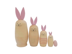 Muñecas rusas de conejos anidados, juguetes hechos a mano, regalo de Pascua.