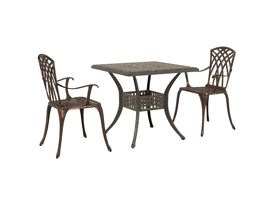 Maison Exclusive - Conjunto De Mesa De Jardín 3 Pcs Bronce Aluminio Fundido