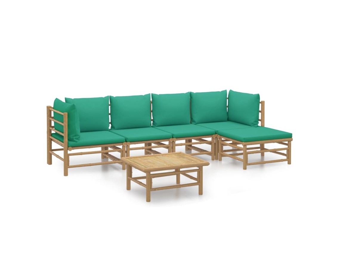 Maison Exclusive - Set De Muebles De Jardín 6 Piezas Bambú Con Cojines Verde