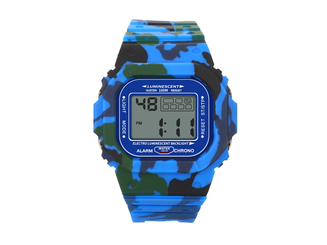 Reloj Electrónico Infantil Impermeable 30m Pulsera Niños Azul Pvc Moda