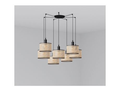 Lámpara Colgante Mambo Negro/Rotín Ø210 7L 64314-47-7L FARO
