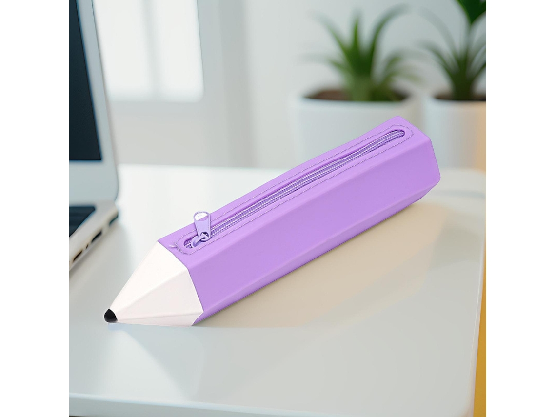Estuche para lápices con forma de lápiz, de cuero, gran capacidad – 1 pieza, morado Hexinyigjly