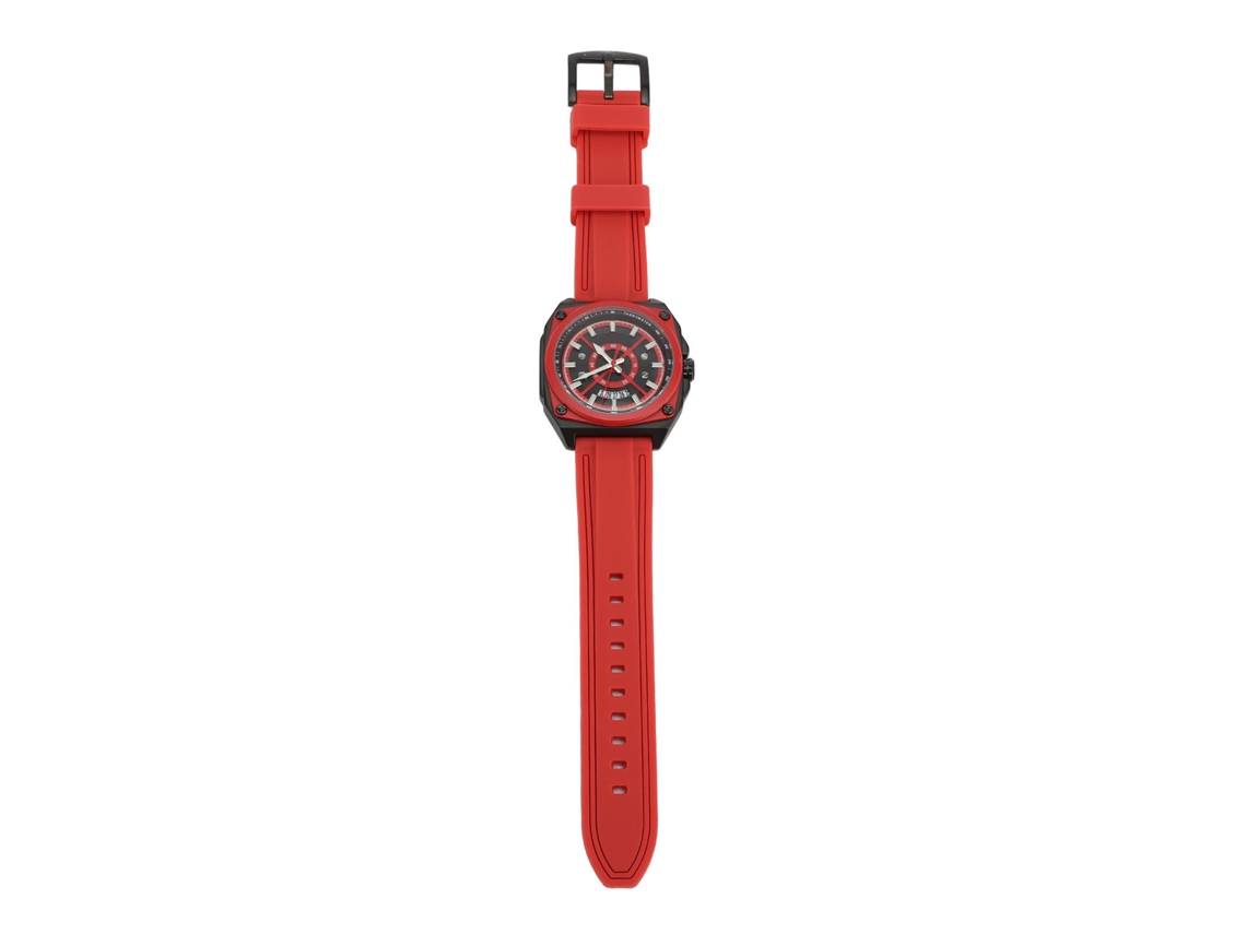 Reloj De Cuarzo Multifuncional Para Hombre, Resistente Al Agua, Correa De Silicona, Cronógrafo Informal, Rojo.