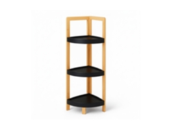 Relaxdays Estante De Canto Em Bambu, 3 Prateleiras Curvas, 77x23x23 Cm, Banho Cozinha, Economiza Espaço, Natural/preto