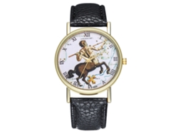 Reloj De Cuarzo Con Correa De Cuero Y Esfera Con El Signo Zodiacal De Sagitario.