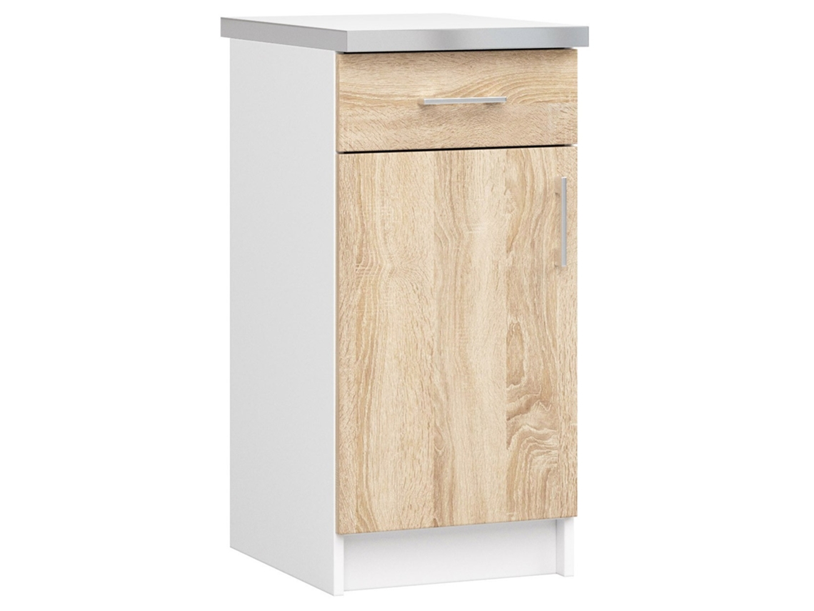 Armario de cocina AKORD S40 con encimera LIMA Blanco 40 cm 1 puerta 1 cajón Roble Sonoma mate 2 estantes 40x44,5x82 cm AKORD FURNITURE FACTORY