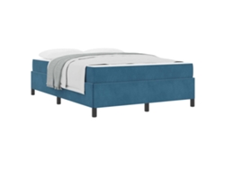 Maison Exclusive - Estructura De Cama Con Colchón Azul Oscuro 160 X 200 Cm Tela
