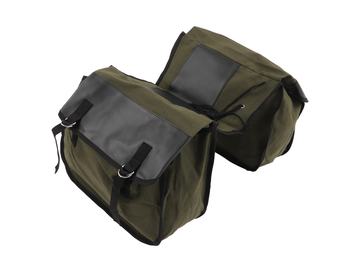 Bolsa Trasera De Gran Capacidad Para Bicicleta De Montaña En Cuero Y Lona, 340 G, Color Verde Militar.
