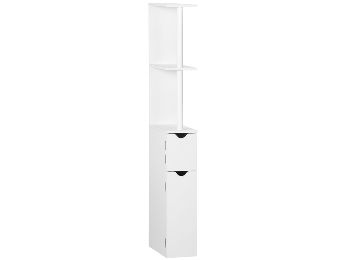 Mueble De Baño Con Puertas Abiertas Y Estantes, Moderno, Blanco, 15,2 X 29,8 X 118