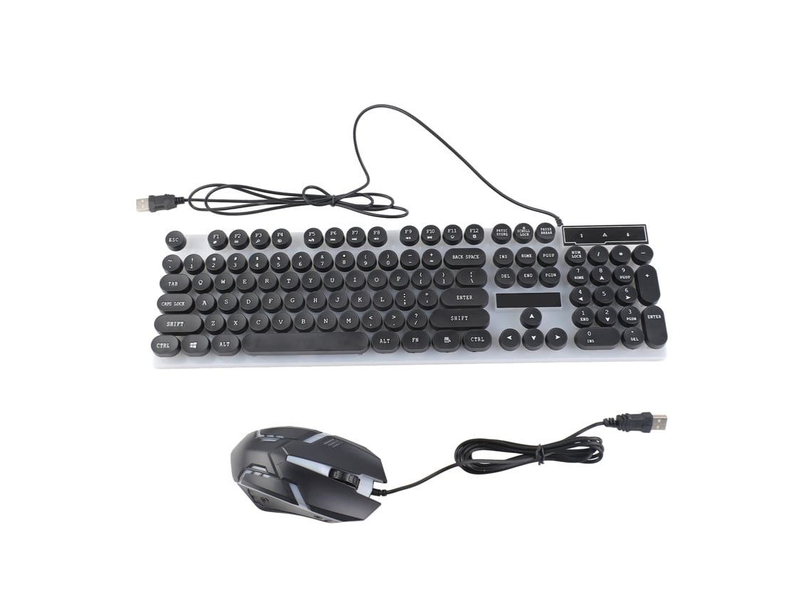 Combo De Teclado Y Ratón Usb Con Cable, Retroiluminación Colorida, Estilo Retro Punk, Para Pc Portátil De Juegos.