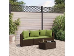 Conjunto de sofás de jardín con cojines de mimbre marrón, Dkd Home Decor