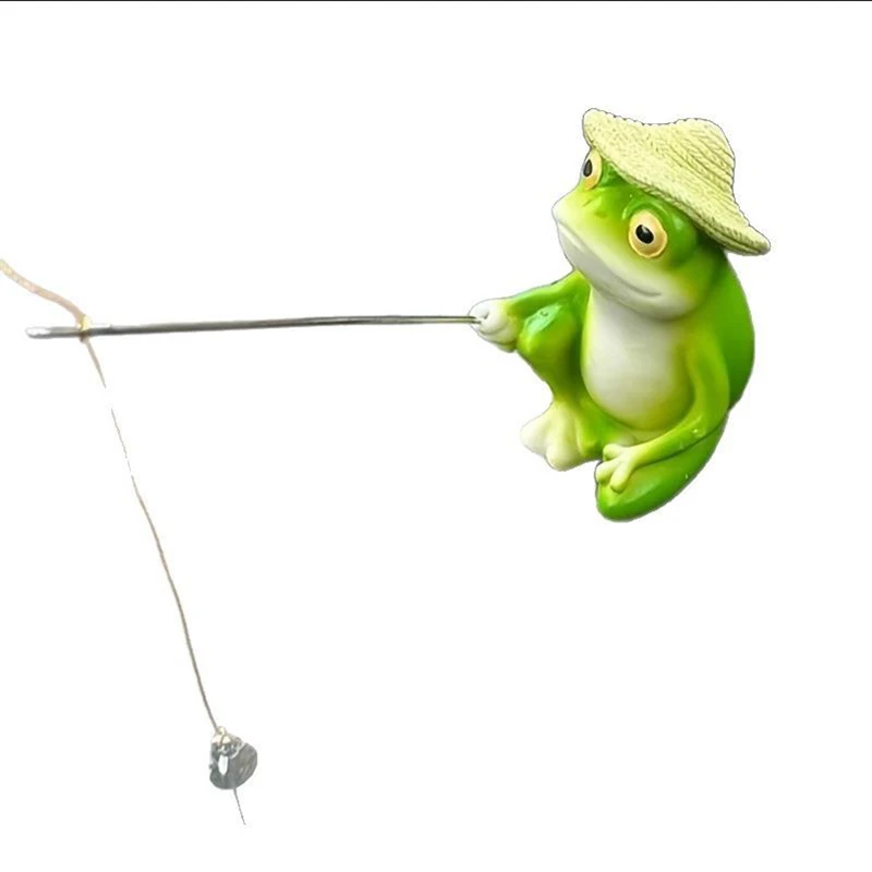 Figura De Rana De Dibujos Animados Pescando, Ideal Para La Decoración Del Hogar, El Jardín Y Exteriores.
