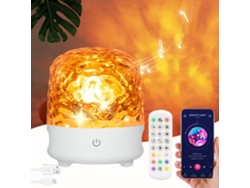 Lámpara Ocean con proyector de techo de 16 colores RGB, minialtavoz y mando a distancia Bisbisous (blanco)