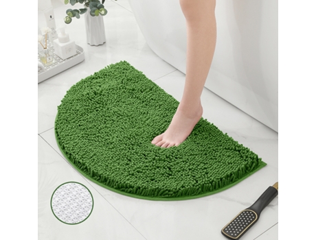 Alfombra de Baño LUUCOZK Antideslizantes Absorbentes Secado Rápido Decoración Baño Fondo Tpr Poliéster Verde (MeioCírculo40x60cm)