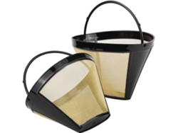 CHRUI Filtro de café Reutilizable de 2 Piezas Filtro Permanente con Filtro de Malla de Acero Inoxidable Tamaño 4 para 8-12 Tazas de café de plástico Negro