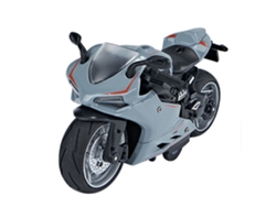 Ats-modelo De Motocicleta De Juguete A Escala 1:14 De Aleación Y Plástico Con Sonido Y Luz, Retroceso, Color Gris