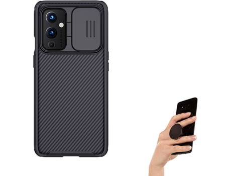 Funda OnePlus 9 Camshield Nillkin con Protección Cámara Slide y Popsocket Multifunción Negro