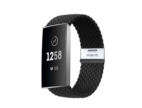 Correa Pulsera Trenzada Flexible para Fitbit by Google Charge 3 Negro
