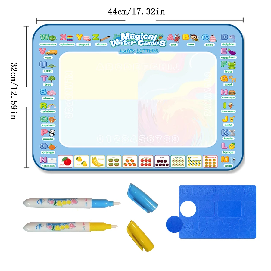 Tapete Mágico Para Acuarela/paño Para Escritura Con Agua (fruta Del Alfabeto) De Gran Venta Para Niños, Con Patrón Repetitivo.