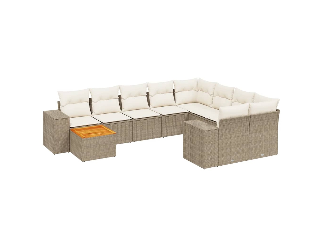 Maison Exclusive - Set De Sofás De Jardín 11pzas Con Cojines Ratán Sintético Beige