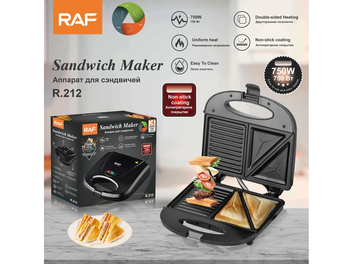 Sandwichera estándar europea, máquina de desayuno, mini waflera, máquina multifuncional para hacer pasteles y tostadora. Mdug