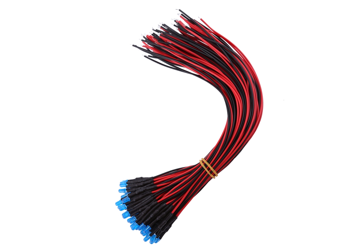 2026as-50 piezas de diodos LED precableados DC12V con lente difusa azul de 3 mm