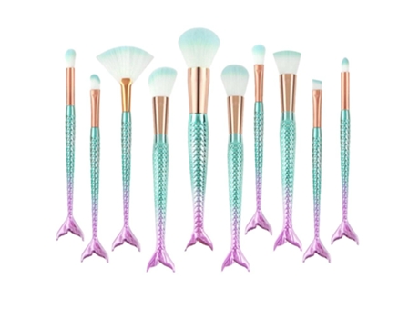 Pinceles de maquillaje de sirena multicolor