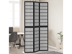 Biombo de 3 paneles de madera maciza de paulownia, color negro, Wsd332094 Lovely Home
